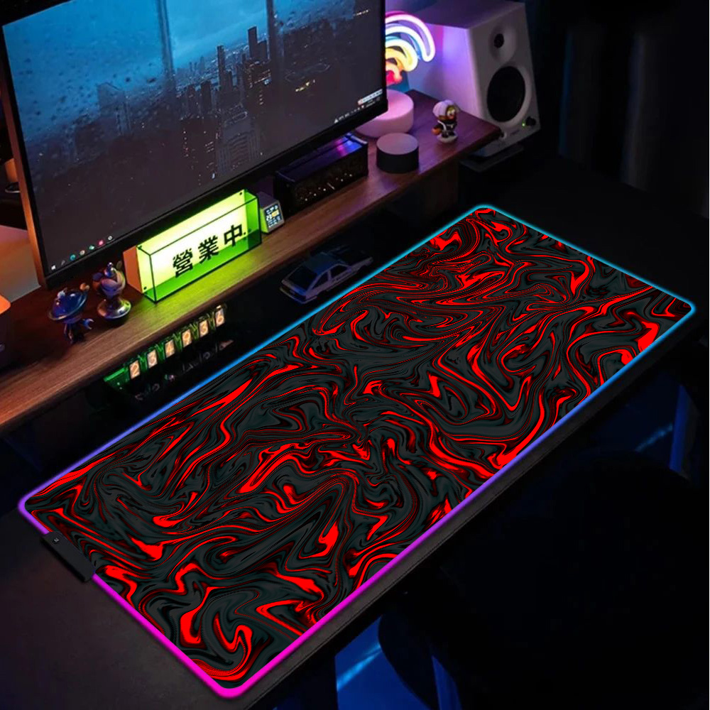 Pc Gaming Liquid - Mousepad RGB Mouse Pad Merah dan