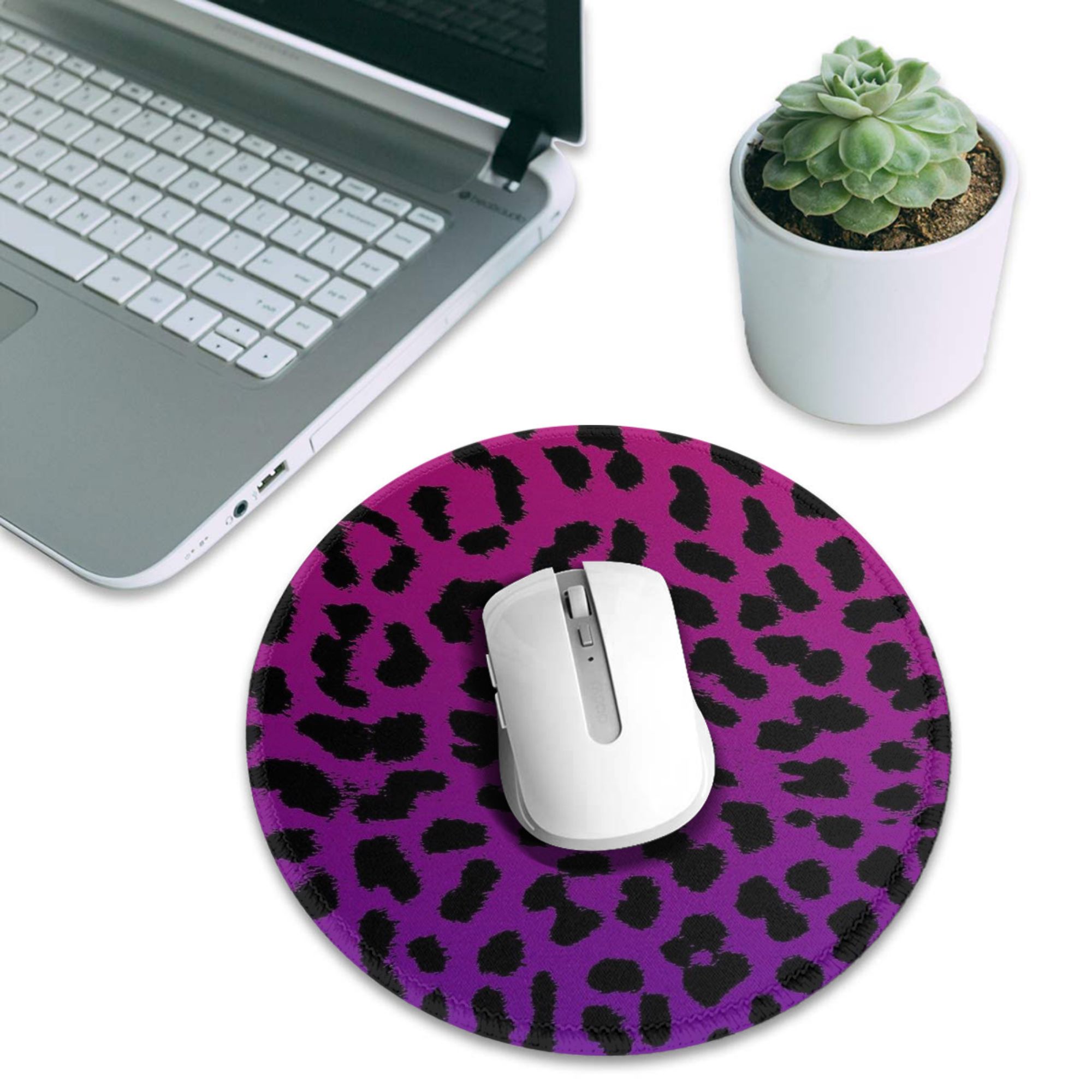 Pc Gaming Pink - Alas Mouse Motif Macan Tutul Ungu