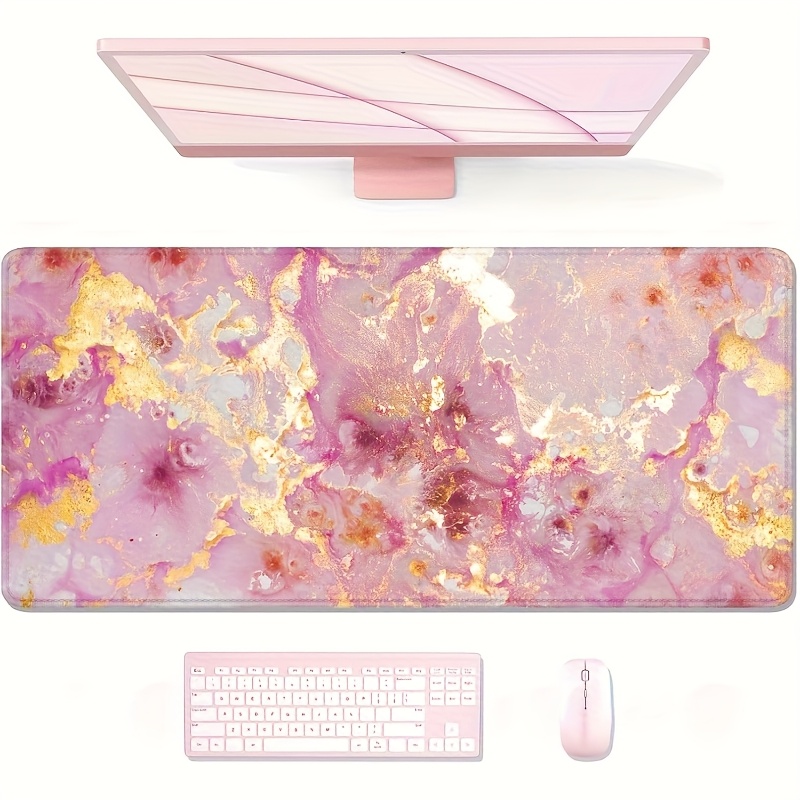 Alas Meja Marmer Merah Muda Be - Pc Gaming Pink ulasan dan harga