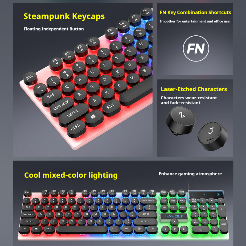 Keyboard Gaming T11 T-WOLF, 10 - Pc Gaming Fullset ulasan dan harga